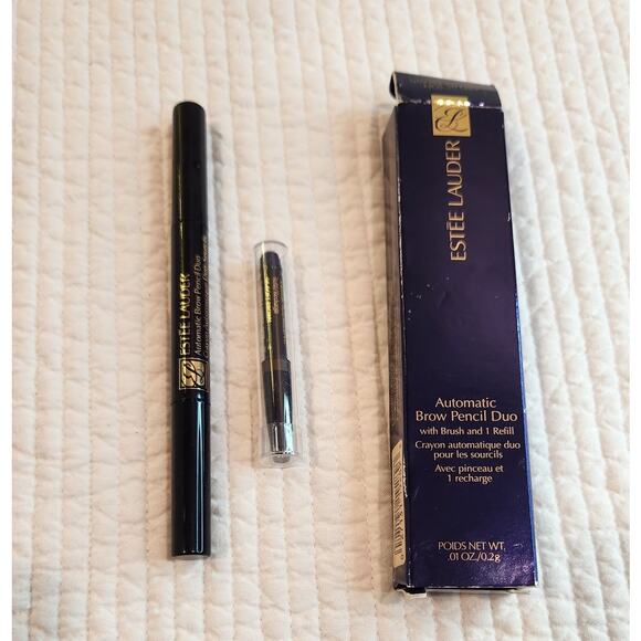 EsteeLauder Automatic Brow Pencil Duo soft brown  Brush‎ & Refill Discontinued - Picture 1 of 3